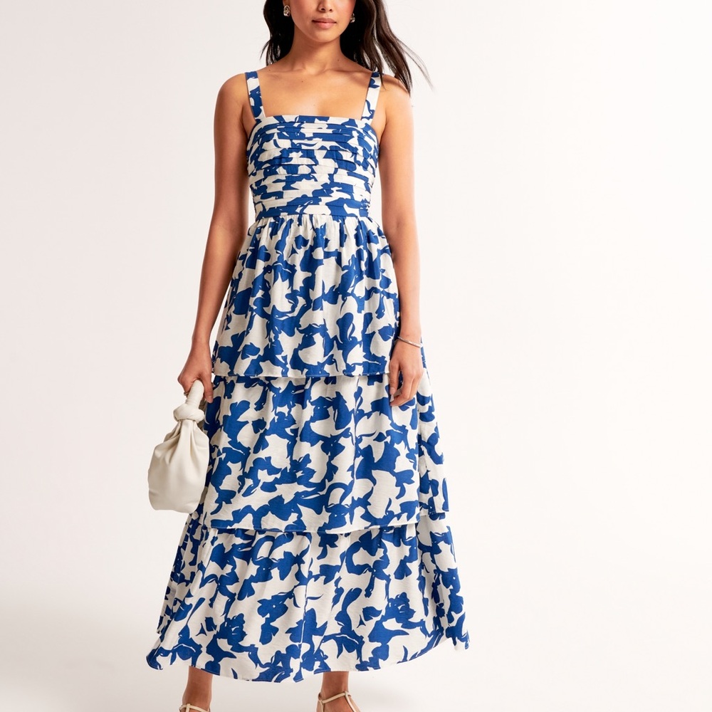Abercrombie & Fitch Blue and White Patterned Maxi Dress